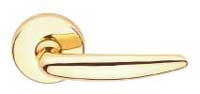 Form brass lever on brass round rosette